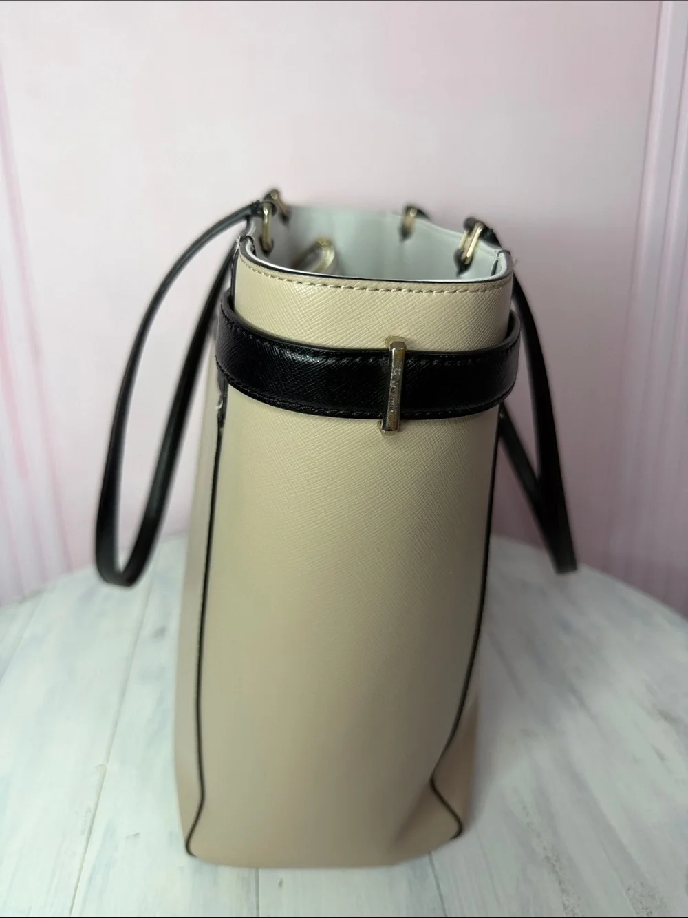 kate spade Beige, White & Black Colorblock Tote